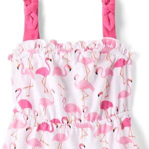 NWT The Children’s Place Toddler Girls Flamingo Tiered Dress - white Pink